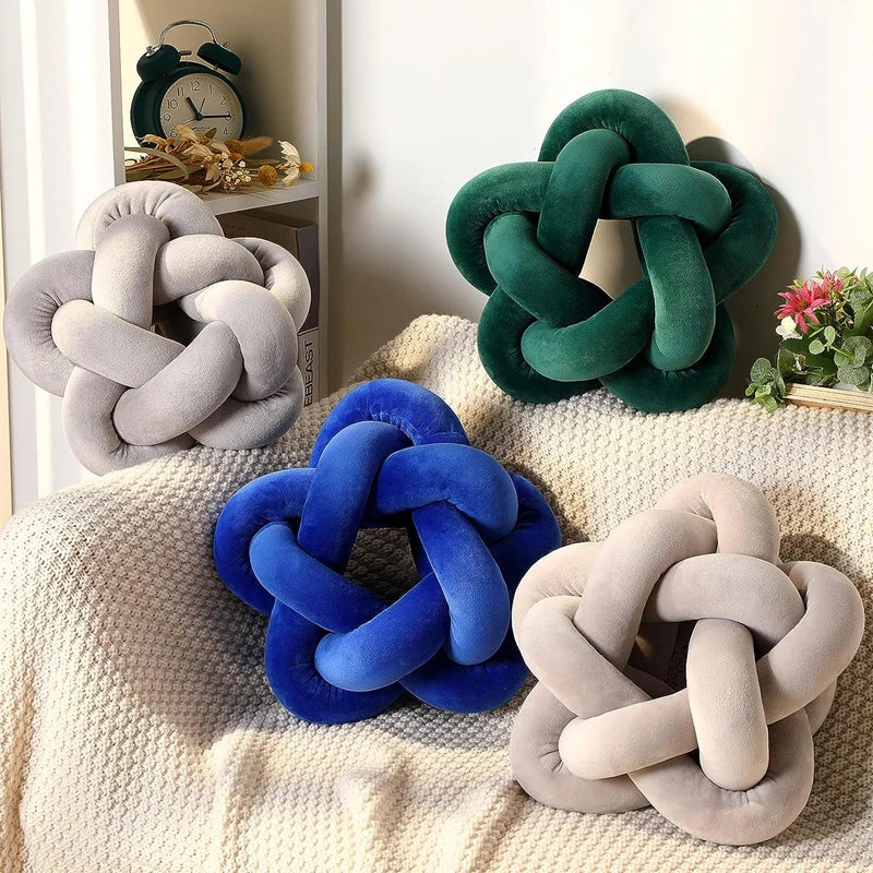 DecorBites™ Knot Blue Star Ball Pillow Set | Handmade Soft Cushions for Home Office