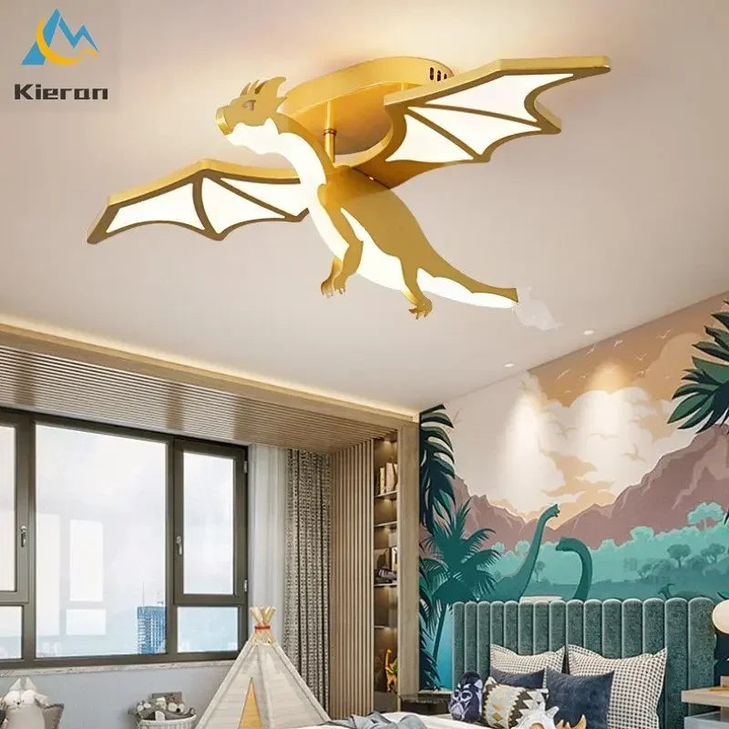 DecorBites™ Golden Dragon LED Ceiling Lamp for Bedroom, Study, and Restaurant