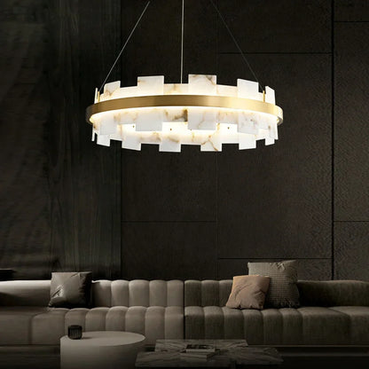 DecorBites™ LED Marble Chandelier: Modern Lighting for Living Room, Bedroom, or Restaurant.