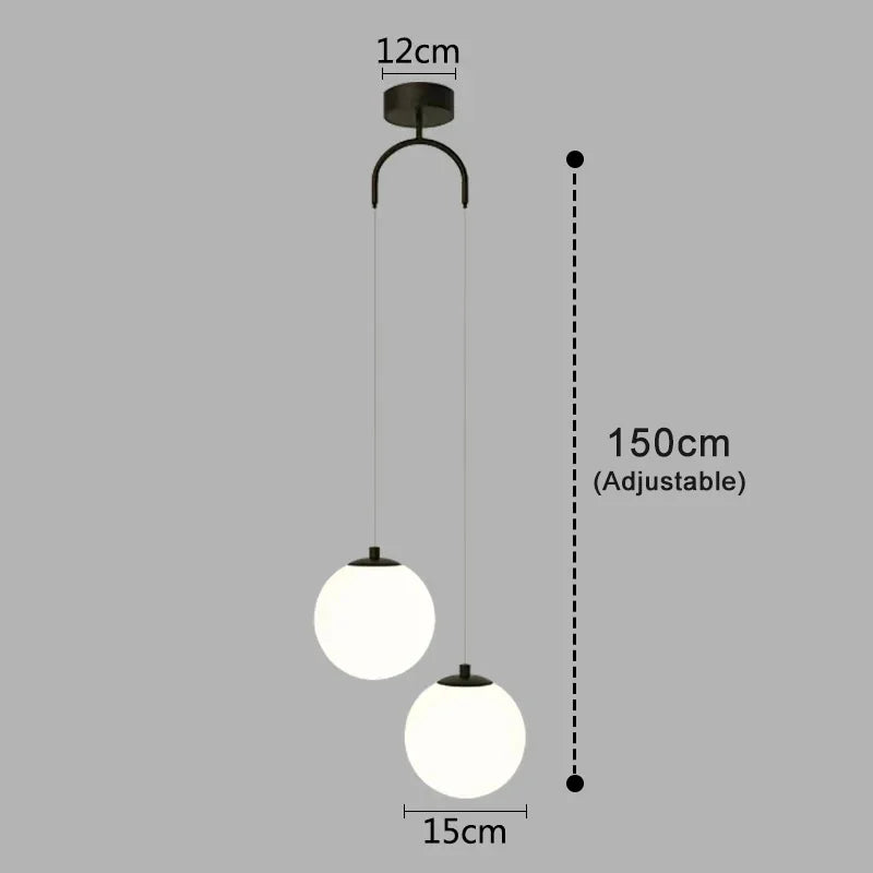 Nordic Glass Pendant Light With Brass or Black Finish