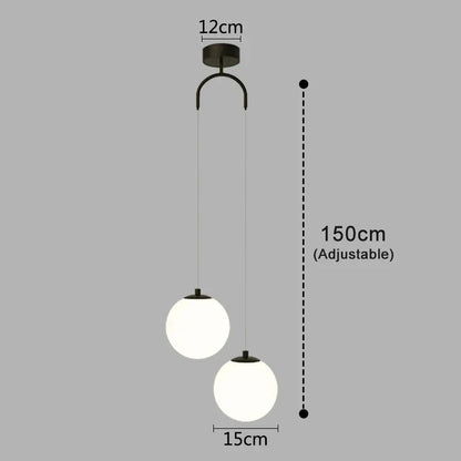 Nordic Glass Pendant Light With Brass or Black Finish