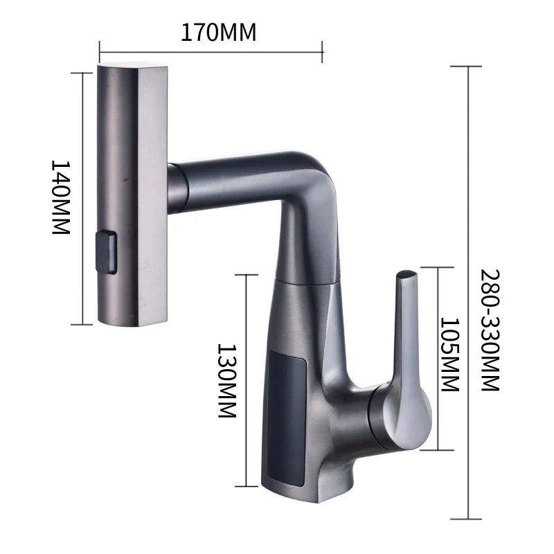 DecorBites™ Digital Display Waterfall Basin Faucet Cold Hot Mixer Rotating Sink Tap
