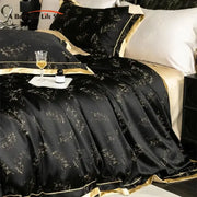 Conjunto de Ropa de Cama Luxe Eucalyptus™ en Negro/Oro de Decorbites - Suave como la Seda y Amigable con la Piel