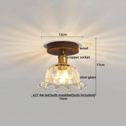 DecorBites™ LED Glass Wood Ceiling Light Modern Plafondlamp for Living Room