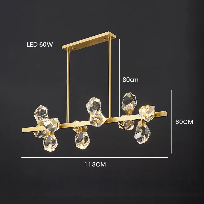 DecorBites™ Diamond Crystal Brass LED Pendant Light Gold Luxury Hanglamp