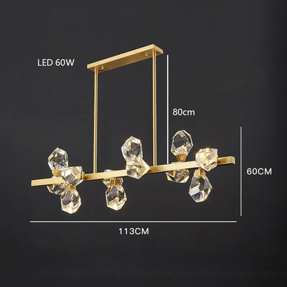 DecorBites™ Diamond Crystal Brass LED Pendant Light Gold Luxury Hanglamp