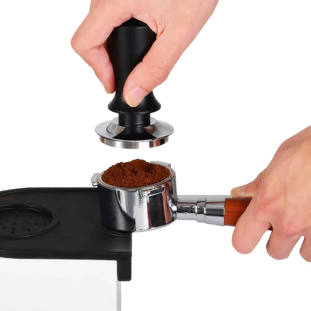DecorBites™ 51/53/58mm Calibrated Espresso Coffee Tamper with Spring Handle & Stainless Steel Base