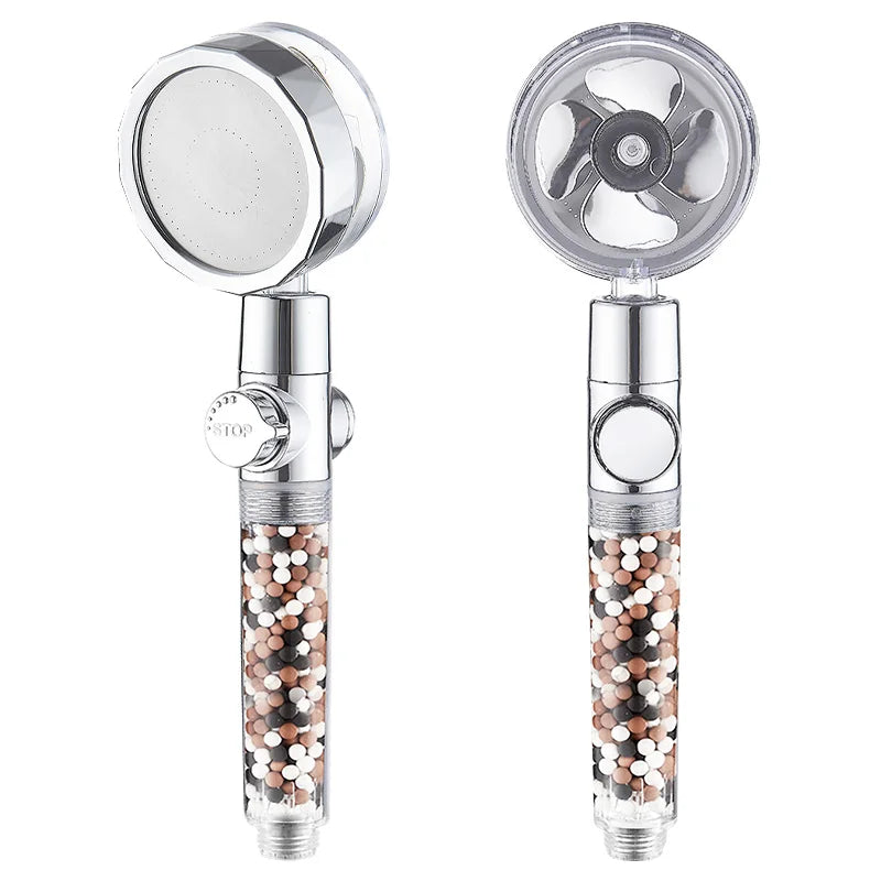 Cabezal de ducha con filtro giratorio DecorBites™ 360 y rociador de piedra con iones de anión que ahorra agua