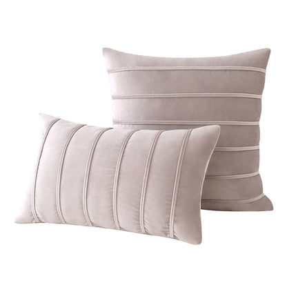 DecorBites™ Blue Velvet Stripe Pillow Covers - 2Pcs Luxury Soft Cushion Cases for Couch