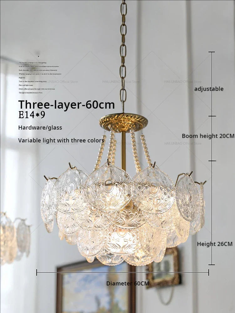 DecorBites™ Crystal Chandelier: Modern Chic Pearl Light for Elegant Home Decor