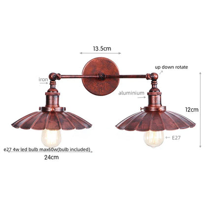 DecorBites™ Industrial Retro LED Wall Lamp with Two Heads and Pull Chain Switch