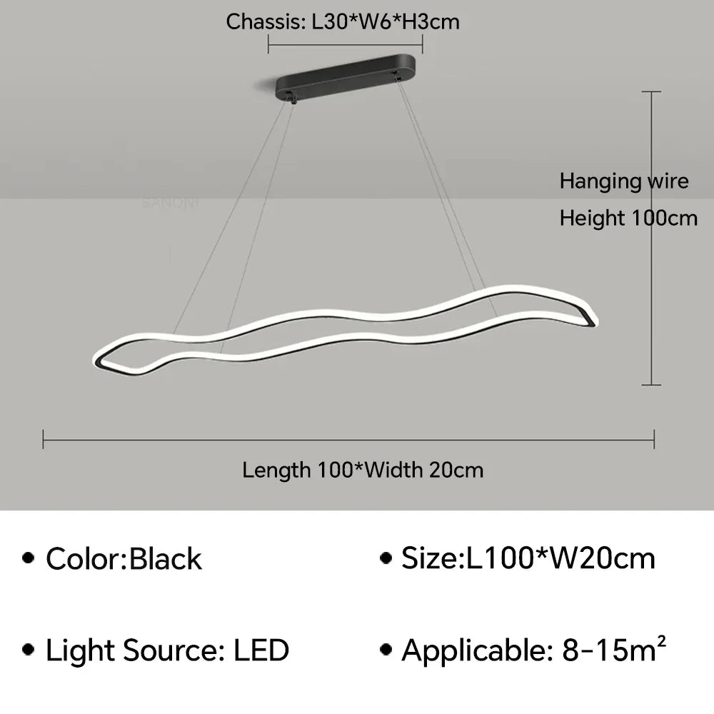 DecorBites™ LED Pendant Light: Modern Aluminum Line Shapes Chandelier