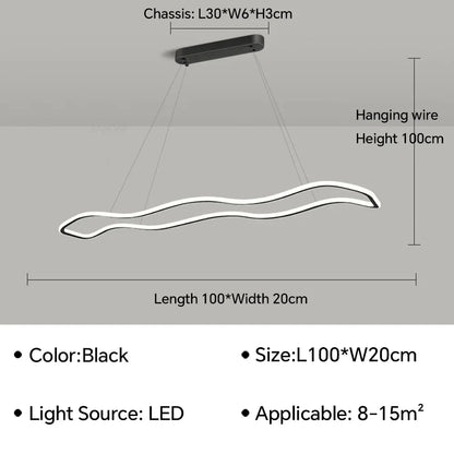 DecorBites™ LED Pendant Light: Modern Aluminum Line Shapes Chandelier