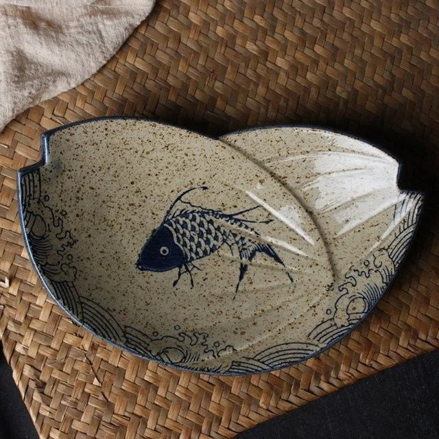 DecorBites™ Japanese Fish Print Ceramic Tableware - Special-shaped Large Dinner Plate Set