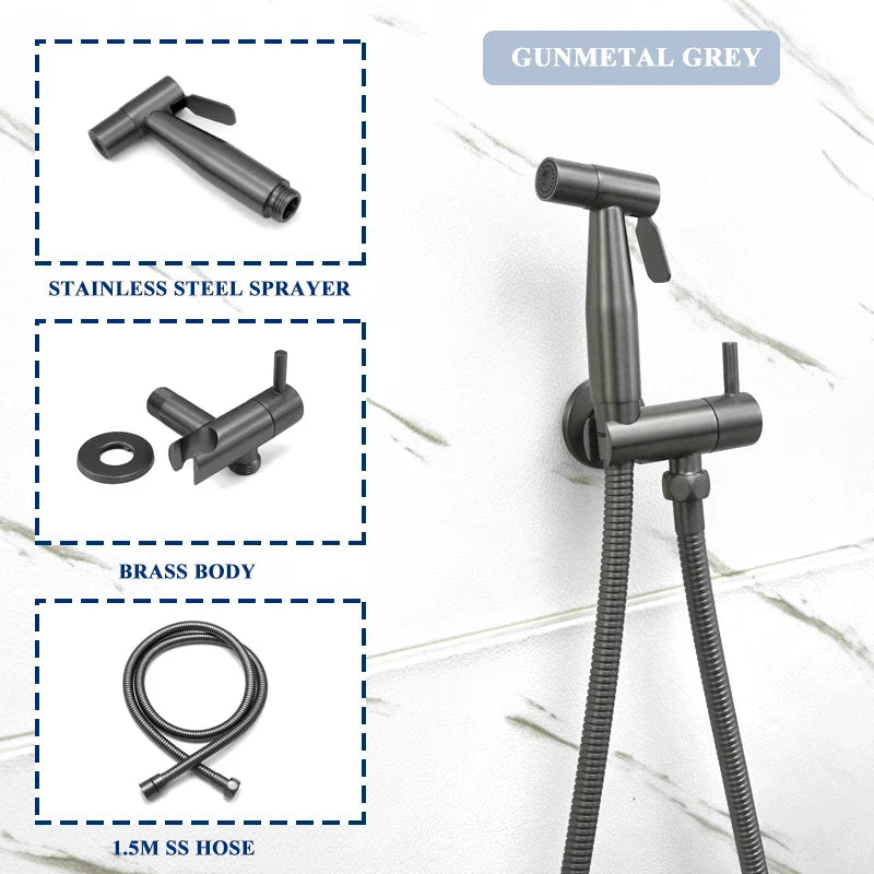 DecorBites™ Gold Bidet Faucet Handheld Sprayer Single Cold Water Tap Hygienic Toilet Shower