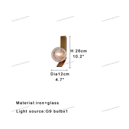 DecorBites™ Bronze Bubble Glass Wall Sconce Lamps for Bedroom Bathroom Decor