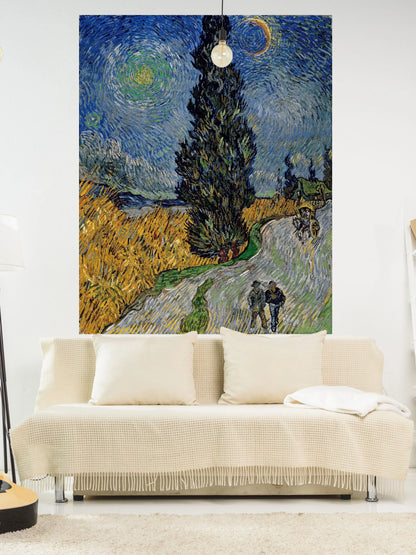 Van Gogh Inspired Terrace Wall Hanging Carpet Art Print by Decobites