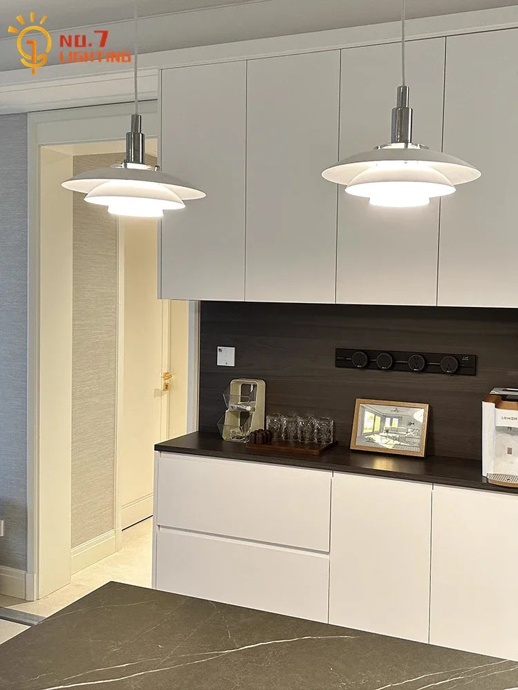 DecorBites™ مصباح معلق على شكل طبق طائر من باوهاوس LED E27 أسود/أبيض للمكتب والمطعم والبار