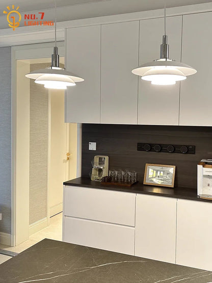 DecorBites™ مصباح معلق على شكل طبق طائر من باوهاوس LED E27 أسود/أبيض للمكتب والمطعم والبار