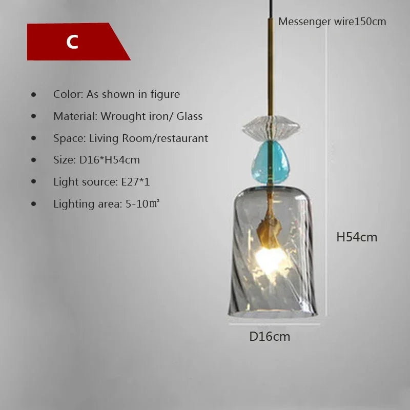 DecorBites™ Candy Glass Chandelier Pendant Light for Dining and Living Room
