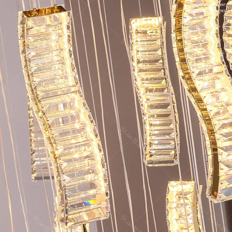 Lámpara de araña de cristal DecorBites™ para escalera: Iluminación moderna para interiores de salas de estar