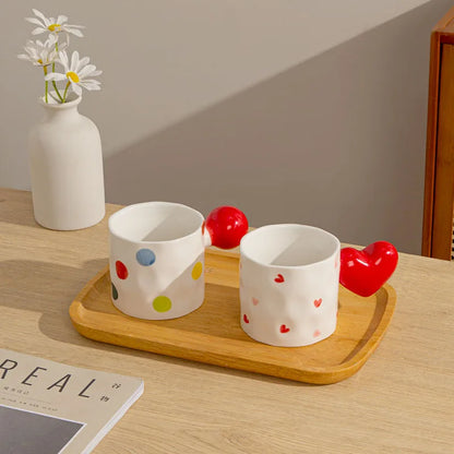 DecorBites™ Heart Design Ceramic Coffee Tea Cup Set