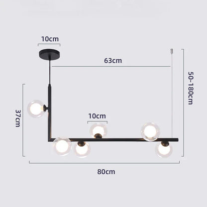 DecorBites™ Glass Black Chandelier Pendant Lamp Nordic Modern Living Room Light