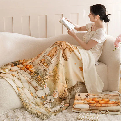 DecorBites™ Cartoon Printed Cotton Blanket: Soft, Cozy Sofa Cover for Home & Office Napping