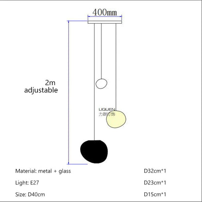 DecorBites™ Cobblestone Glass LED Pendant Lights for Villa Hotel Loft Stair Lamp