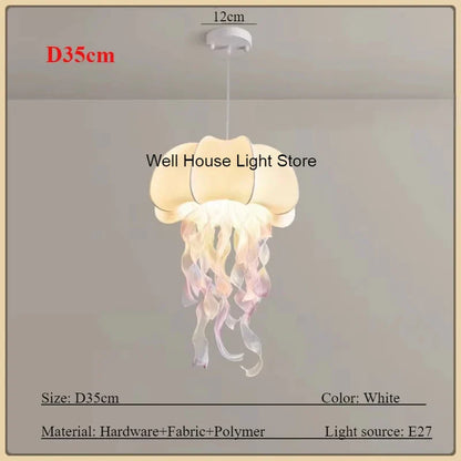 DecorBites™ Jellyfish Silk Chandelier: Romantic Pendant Light for Living Room Bedroom Dining Room