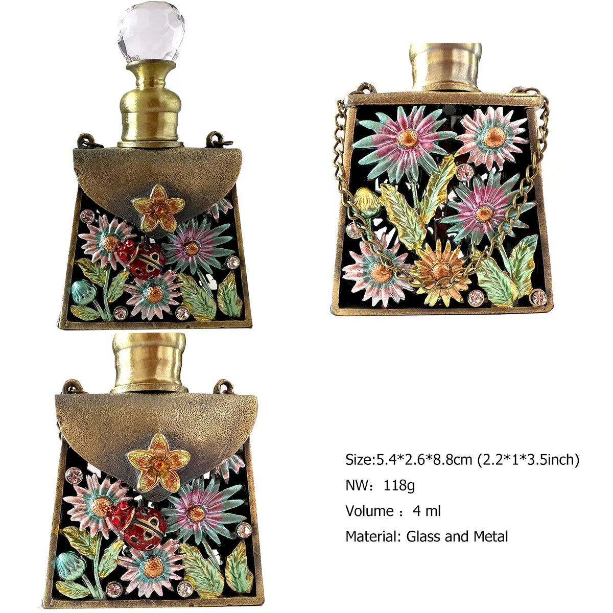 DecorBites™ Enamel Perfume Bottles: Metal Handicraft Collection for Home Decor & Gift