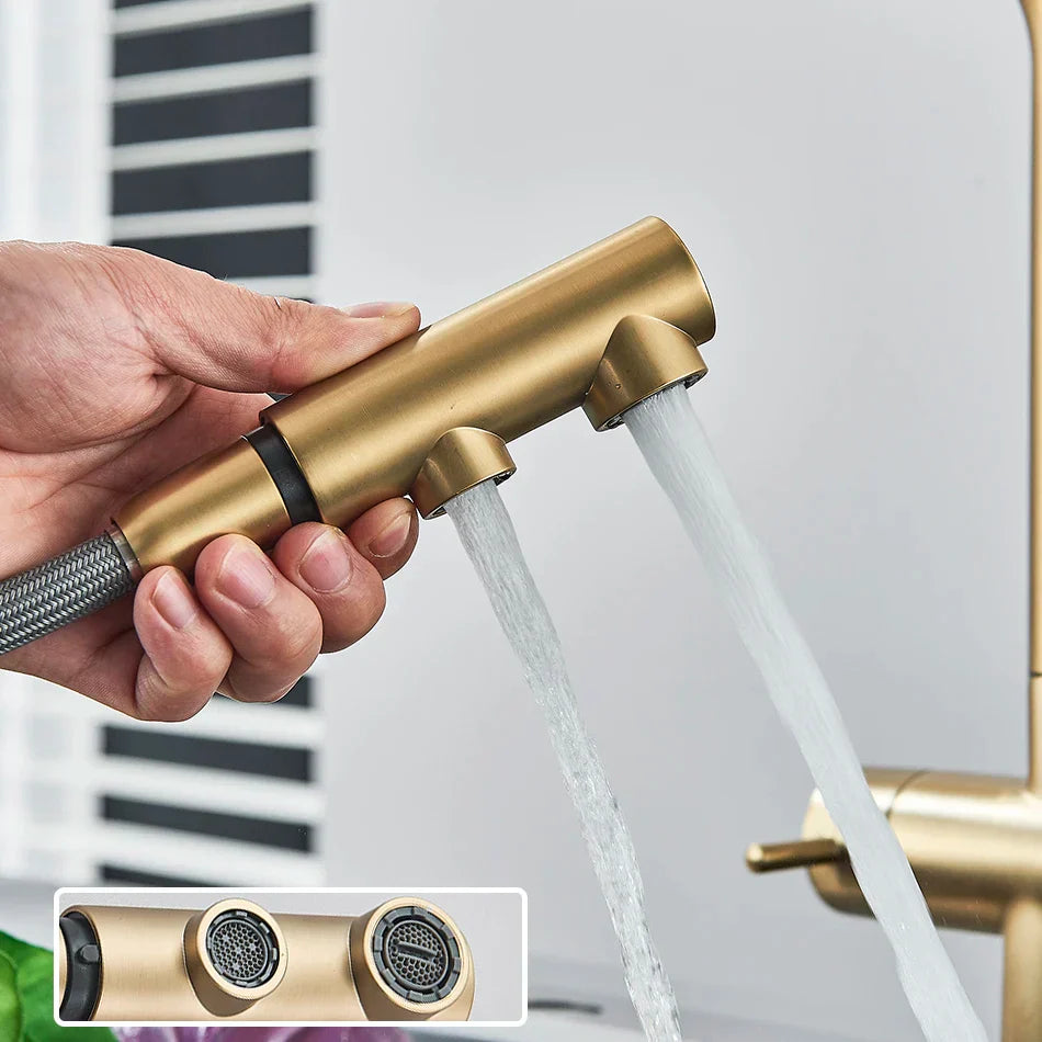Decorbites™ Zweihand-Wasserfilter-Küchenarmatur mit 360°-Drehung & herausziehbarem Mischbatterie-Hahn