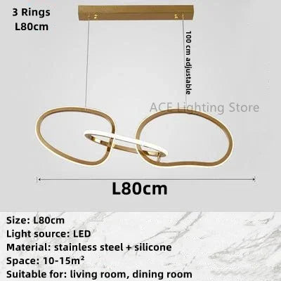 Lámpara de techo con anillo LED dorado DecorBites™: Lujo moderno para bares, hoteles, dormitorios y restaurantes