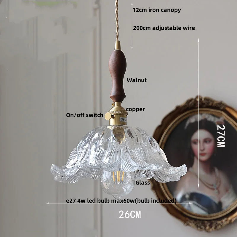 DecorBites™ Clear Glass LED Pendant Light Fixture with Copper Socket for Modern Home Decor