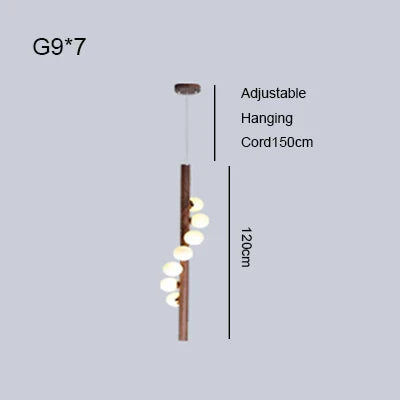 DecorBites™ Burly Wood Walnut Glass Pendant Light for Living Room Bar Foyer