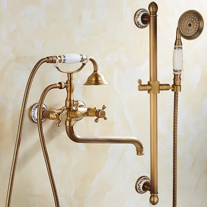DecorBites™ Brass Bathtub Shower Set Wall Mounted - Hot and Cold Mixer Taps