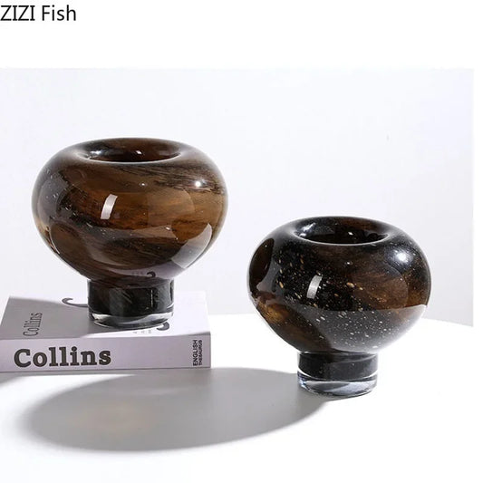 DecorBites™ Gradient Color Circle Glass Vase for Aesthetic Room Decor