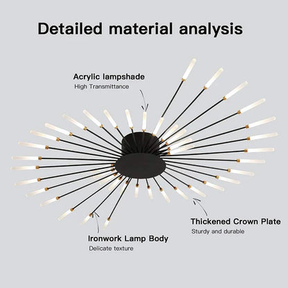 Lámpara de techo DecorBites™ LED Fireworks: Lámpara moderna para decoración del hogar, accesorios de iluminación de cocina en color negro