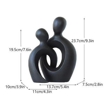 ديكور بايتس™ - تمثال حب الزوجين، تمثال سيراميك تجريدي حديث، ديكور منزلي