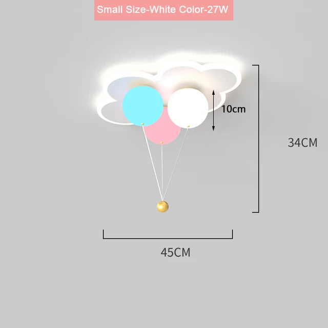 DecorBites™ Kids Ceiling Chandelier - Colorful Acrylic Ballon White Pink Lamps with Remote Control