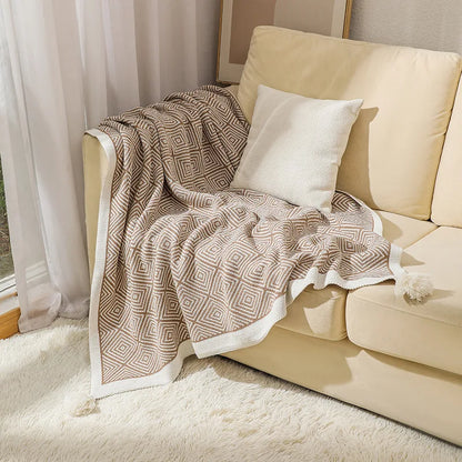 DecorBites™ Ethnic Geometry Knitted Blanket - Cozy Home Decor & Sofa Cover