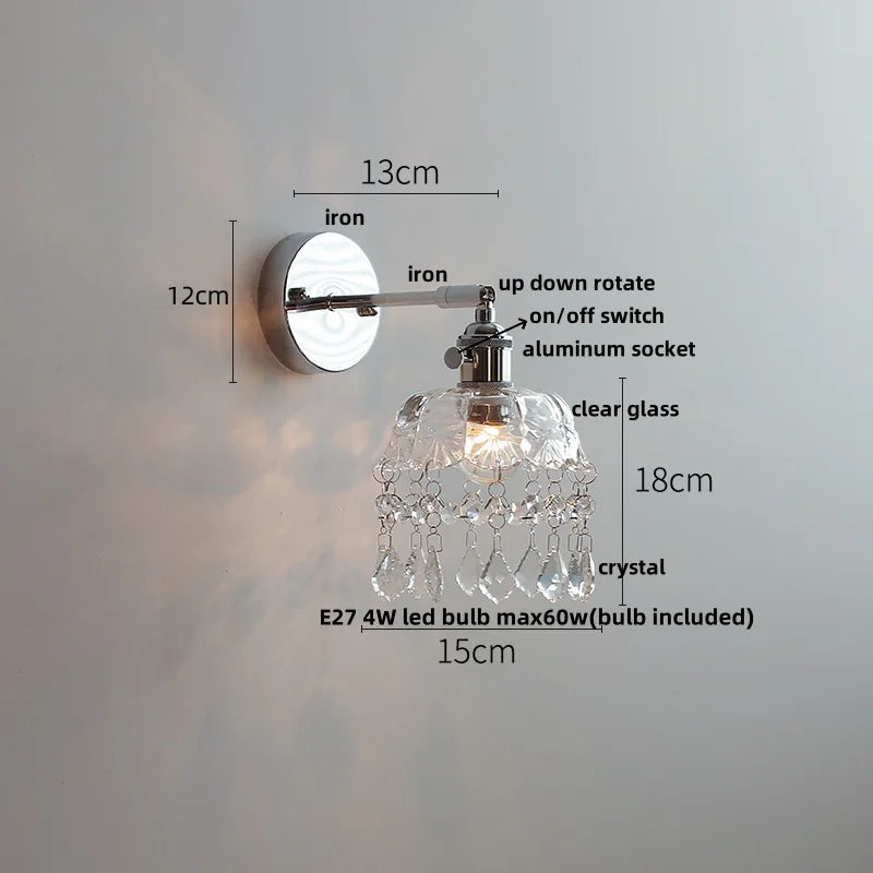 DecorBites™ Clear Glass LED Wall Sconce Pull Chain Modern Light Fixtures