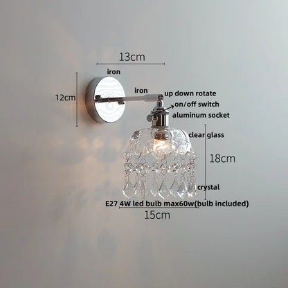 DecorBites™ Clear Glass LED Wall Sconce Pull Chain Modern Light Fixtures