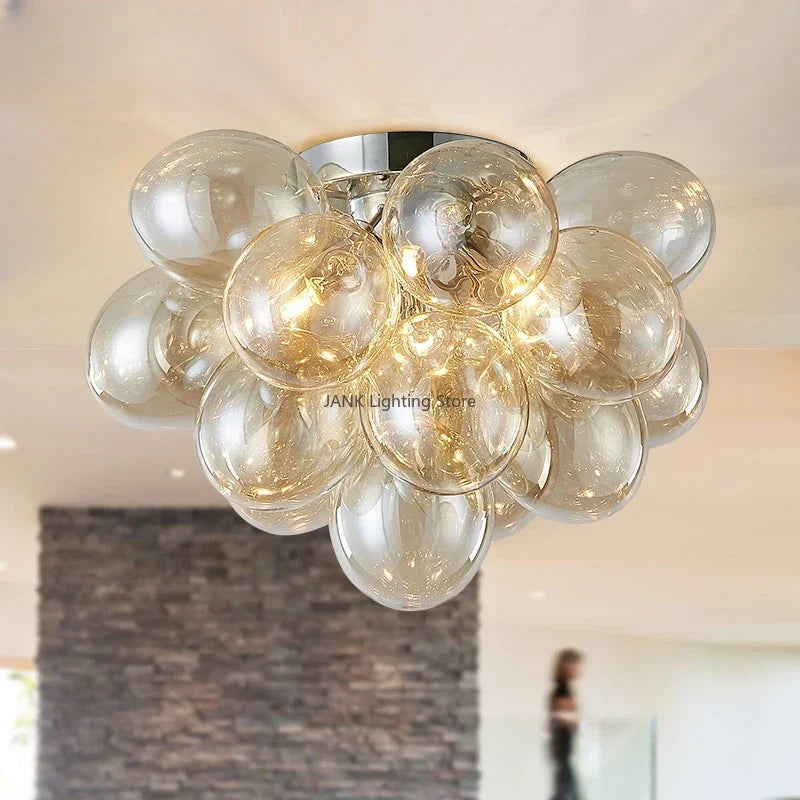 DecorBites™ Glass Chandelier Leds Ceiling Lamp for Designer Bedroom Lighting Fixture