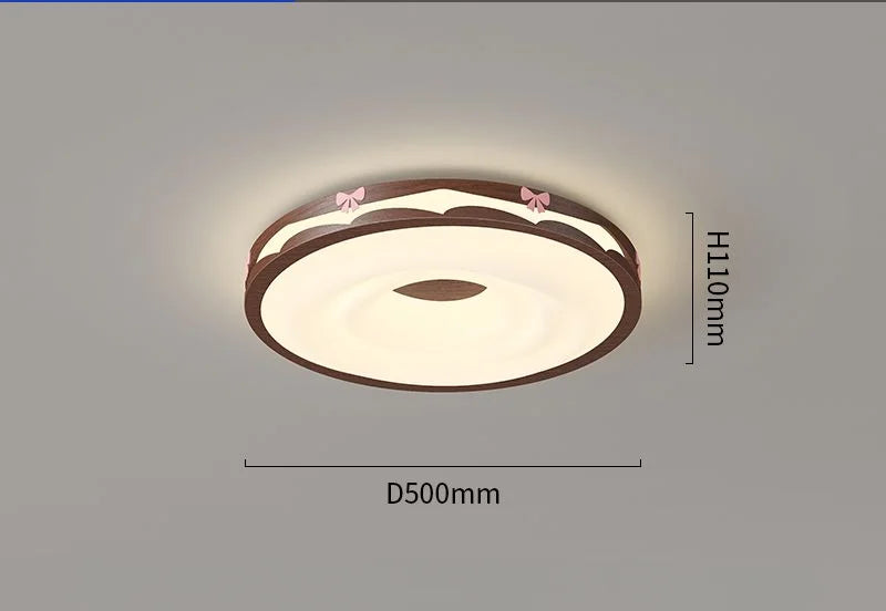 Lámpara de techo colgante redonda DecorBites™ Cream Wind Walnut para dormitorio principal, estilo retro cálido
