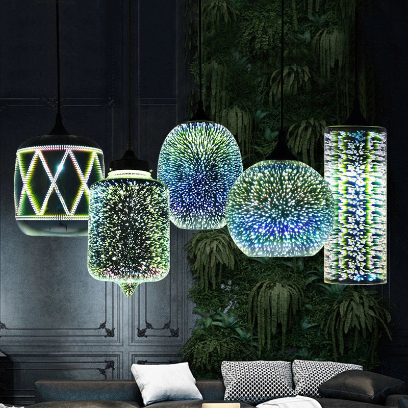 Decorbites™ Lámpara de Araña de Colgantes de Vidrio Colorido para Decoración de Fiestas y Sala de Estar