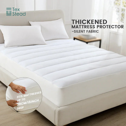 Decobites Waterproof Quilted Mattress Pad Protector with Deep Pocket, Soft Breathable & Machine Washable