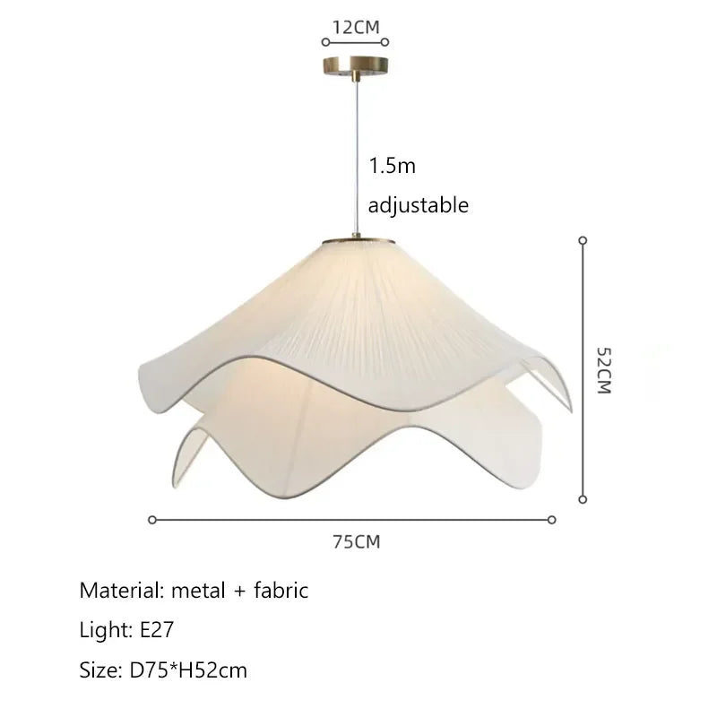 DecorBites™ LED White Fabric Pendant Light for Living Room Bedroom Dining Table