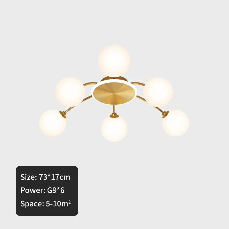 مصباح سقف زجاجي على شكل كرة من DecorBites™ باللون الذهبي لغرفة المعيشة وغرفة الطعام وغرفة النوم من DecorBites™