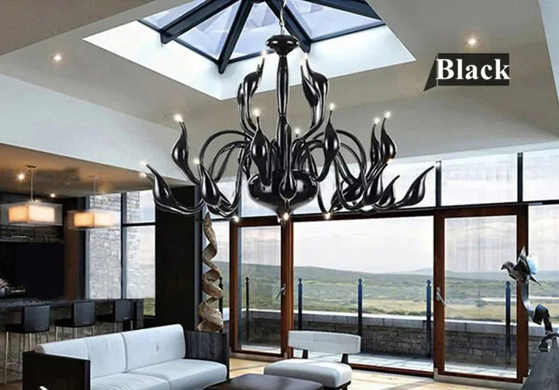 DecorBites™ Iron Swan Pendant Chandelier for Restaurant Living Room Bedroom with LED G4 Candle